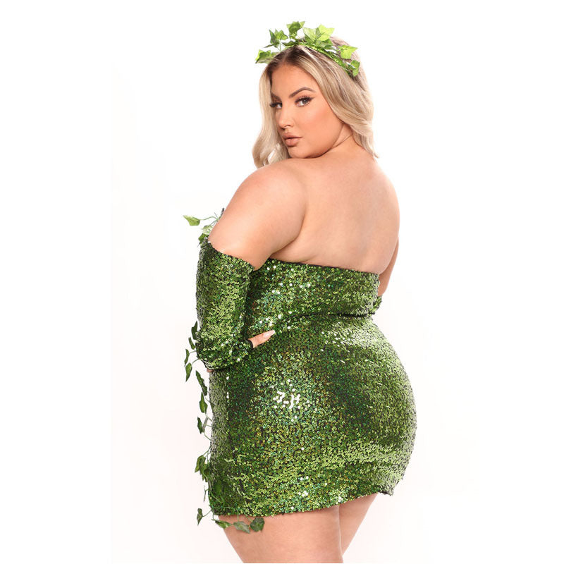 New Halloween Costume for Adults with Sequins and Gloves