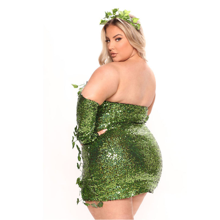 New Halloween Costume for Adults with Sequins and Gloves
