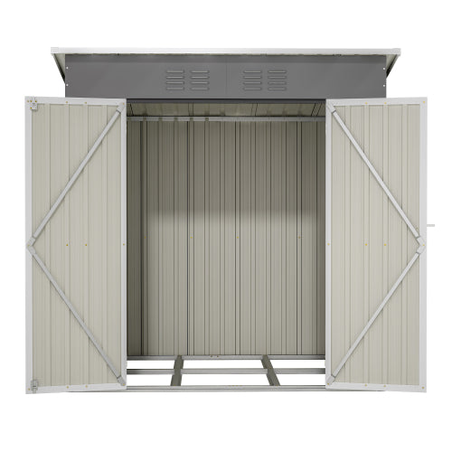6'x4' Outdoor Metal Storage Shed For Garden Tools Lockable Door With Floor Frame