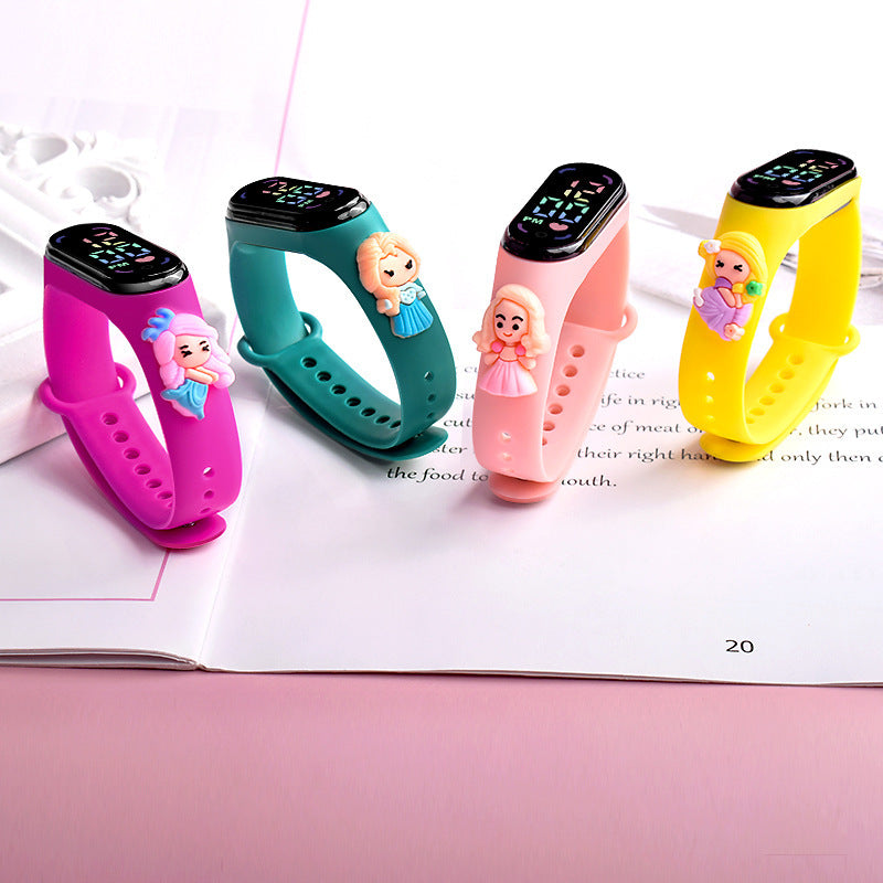 Cartoon Anime Princess LED Doll Sports Watch for Kids