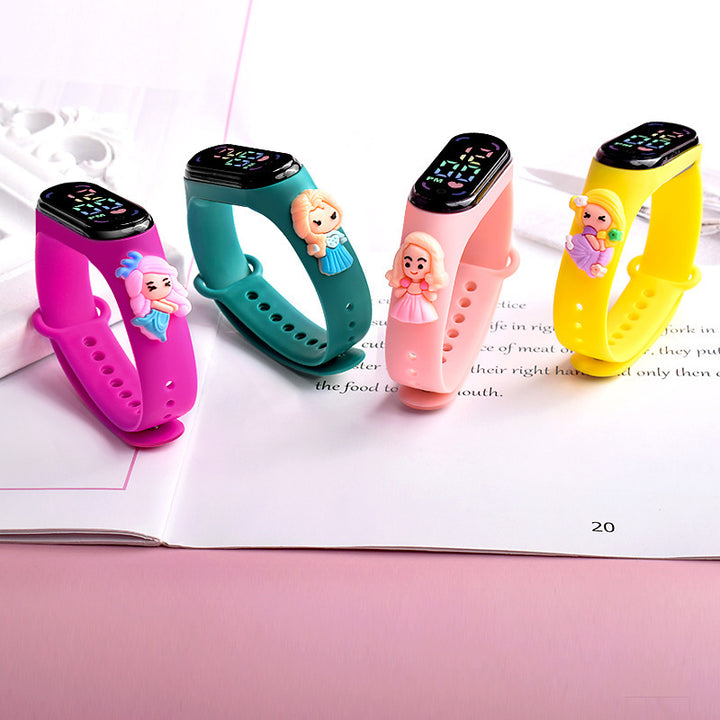 Cartoon Anime Princess LED Doll Sports Watch for Kids