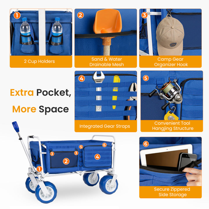 Heavy-Duty Collapsible Beach Wagon Cart – 500 lb, 150L