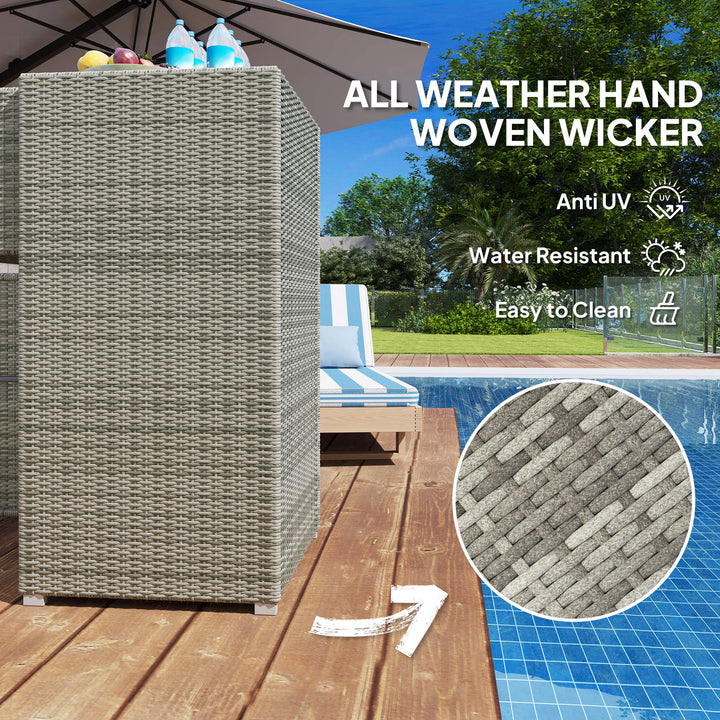 Outdoor Towel Rack for Pool w/ Drawer &amp; Cabinet, Gray