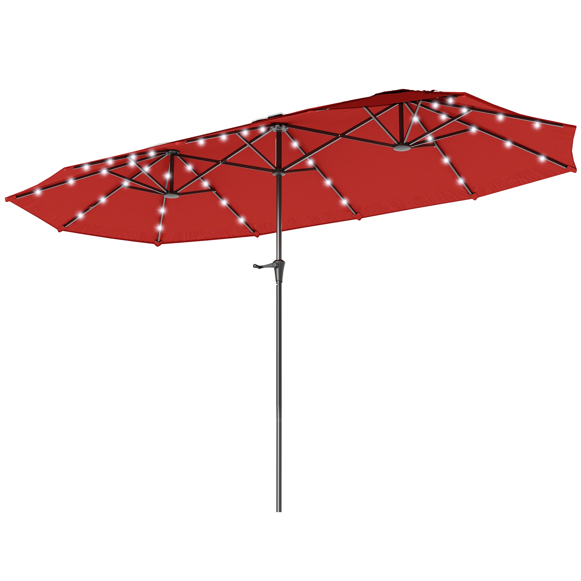 13ft Double-Sided Market Umbrella, Large Patio Umbrella with Solar Lights