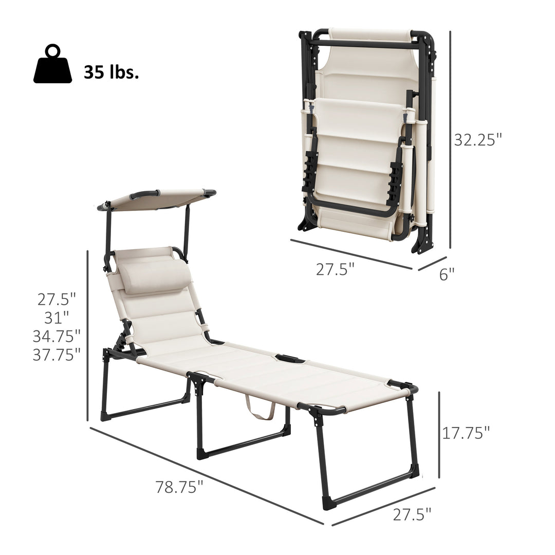 Set of 2 Outdoor Lounge Chairs with Sun Shade