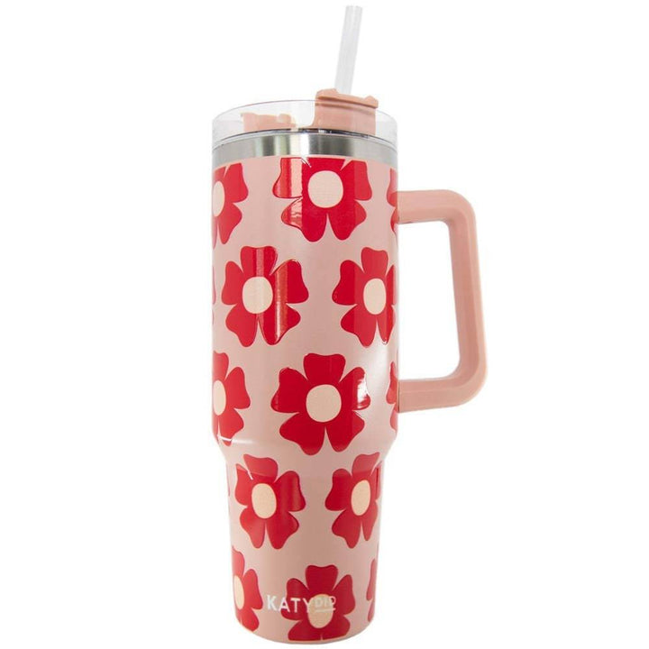 Large Thermal Insulated Water Cup (1200ml) with Straw – Stylish Patterns-3