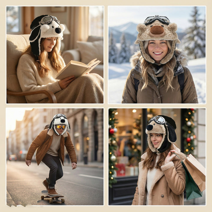 Fleece-Lined Animal Ear Winter Hat