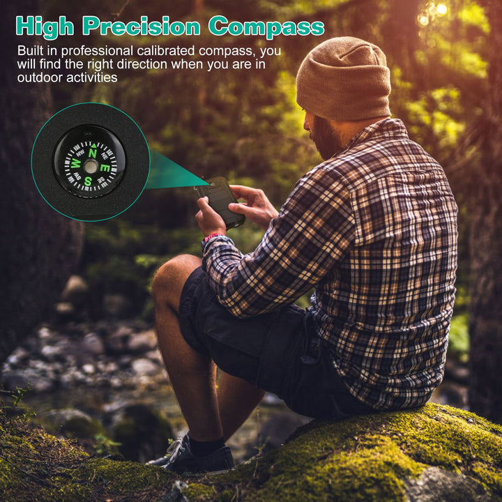 10,000mAh Solar Power Bank | Dual USB, SOS LED Flashlight &amp; Compass | Camping &amp; Hiking