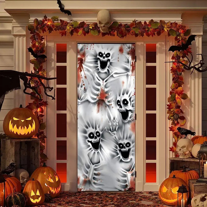 3D Scary Skeleton Door Cover for Indoor Outdoor Decor