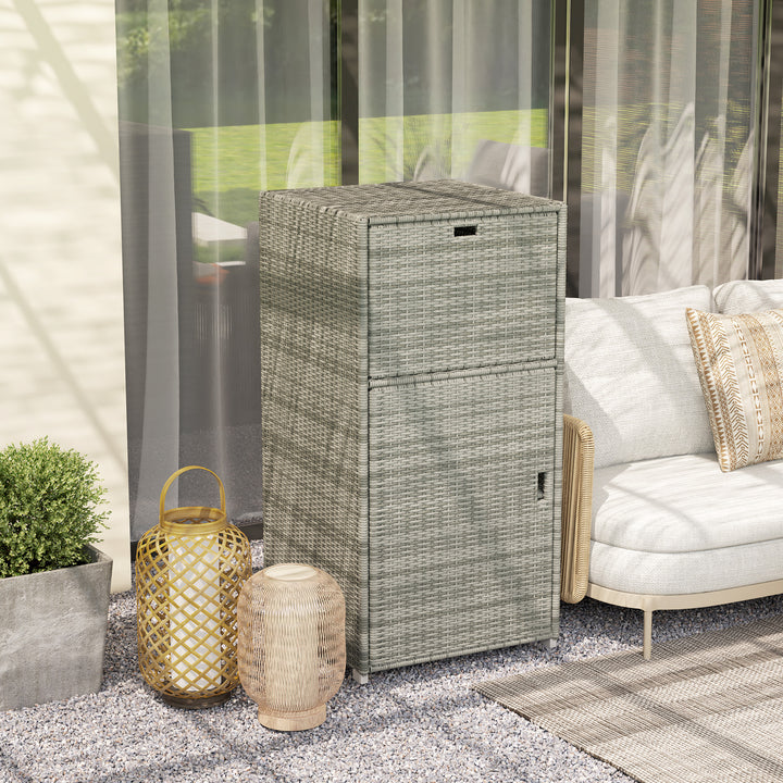 Outdoor Towel Rack for Pool w/ Drawer &amp; Cabinet, Gray