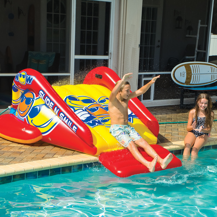 WOW Sports Slide N Smile Inflatable Pool Slide with Sprinklers for Kids and Adults-0