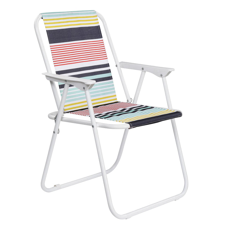 Homnso Foldable Beach Chair Portable Camping ChairsHigh-Back Folding Chairs for Adults with ArmrestOxford Fabric Stylish DesignLightweight for Outdoor Indoor1 Pack (Striped Pattern 1 Pack)
