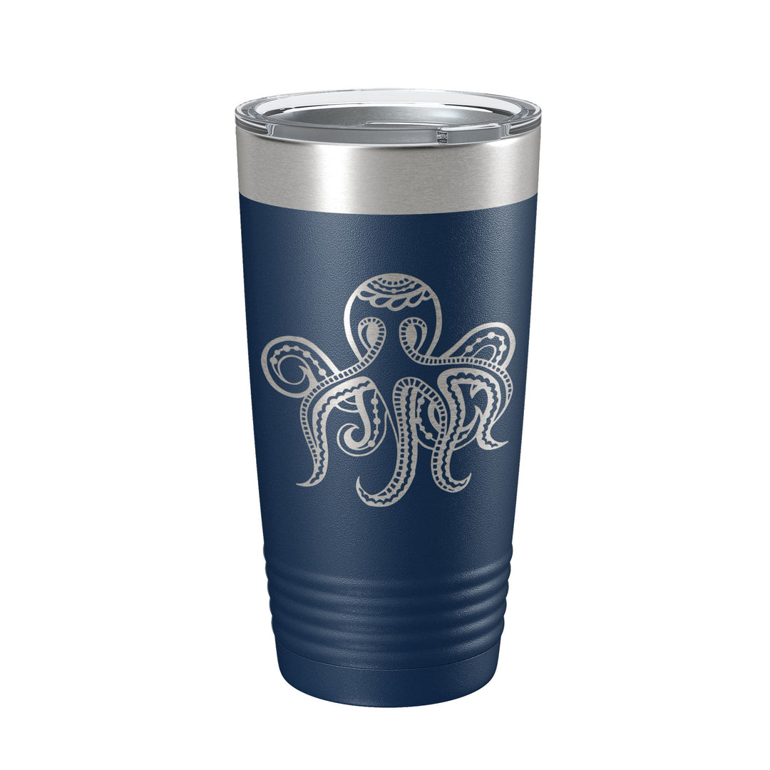 Octopus Tumbler Zentangle Insulated Laser Engraved Cold - Hot Cup 20 oz