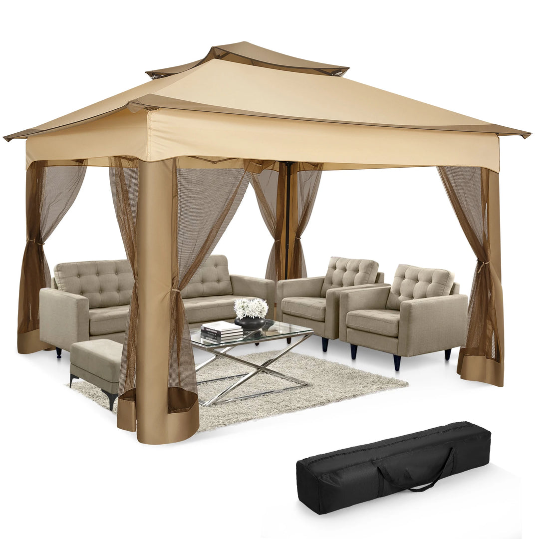 11x11 ft Pop-Up Gazebo Pavilion with Mosquito Netting | Outdoor Canopy Tent with Carry Bag | Garden, Backyard &amp; Patio