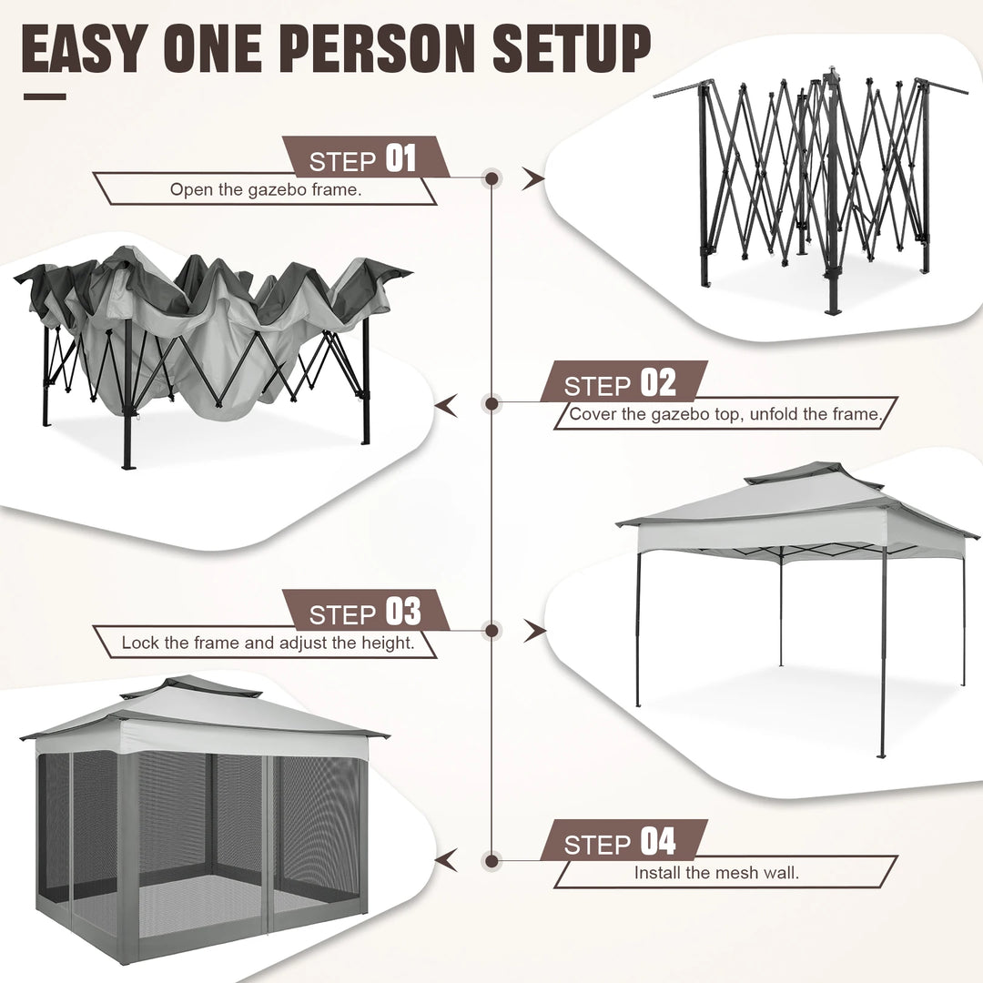 11x11 ft Pop-Up Gazebo Pavilion with Mosquito Netting | Outdoor Canopy Tent with Carry Bag | Garden, Backyard &amp; Patio