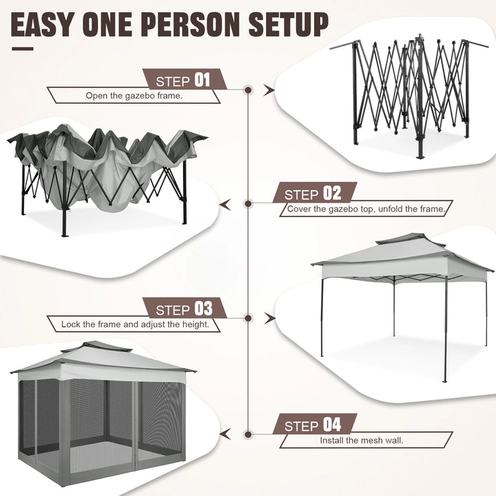 11x11 ft Pop-Up Gazebo Pavilion with Mosquito Netting | Outdoor Canopy Tent with Carry Bag | Garden, Backyard &amp; Patio