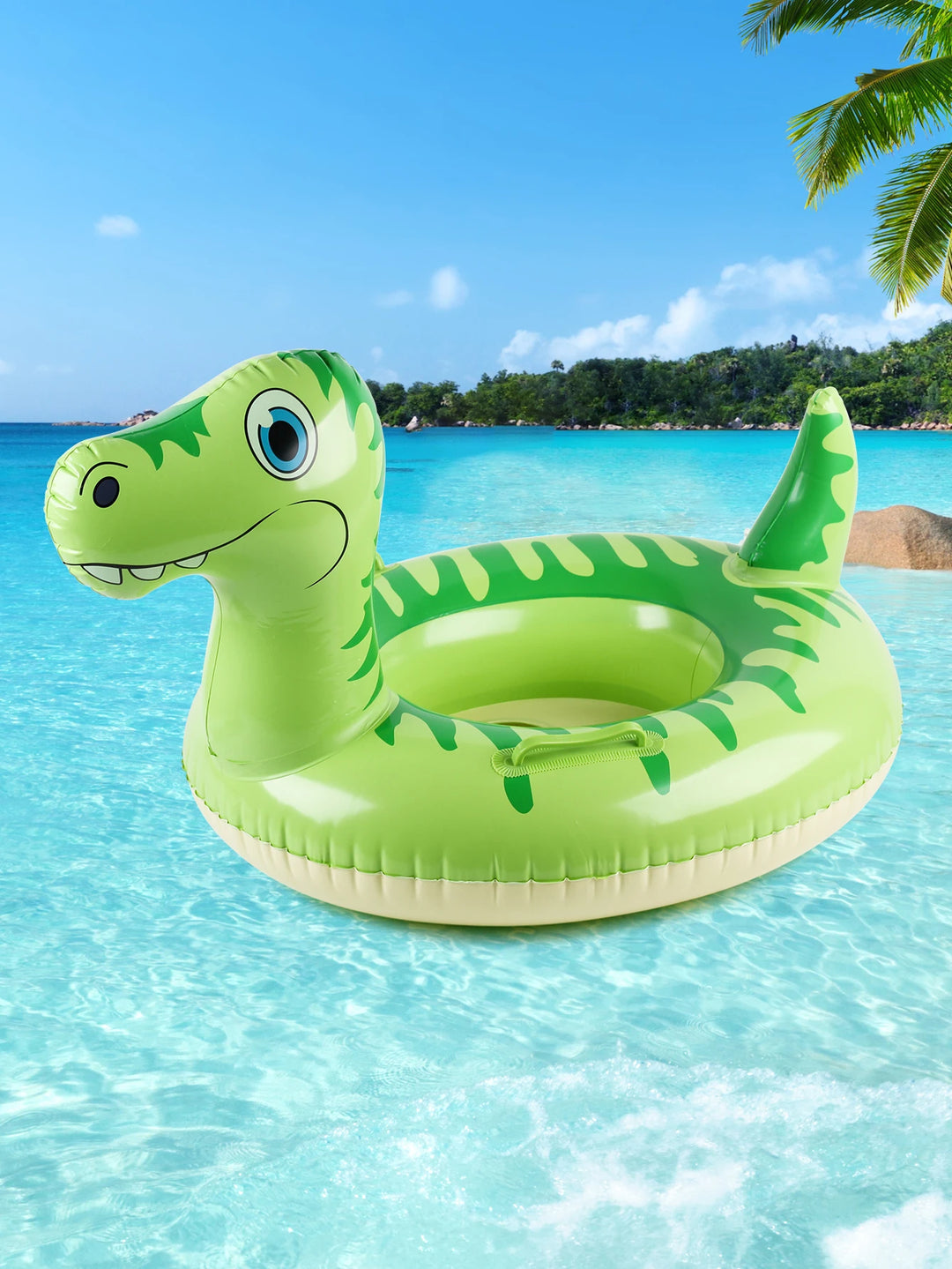 1PC Inflatable Dinosaur Swim Float, Water Party Supplies, Summer Swim Waist Float, Cartoon Realistic Dinosaur Swim Ring