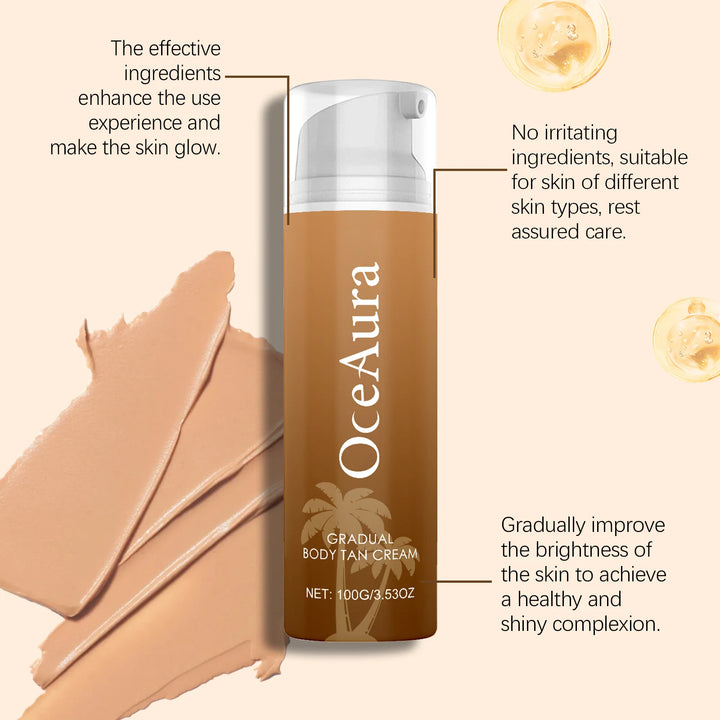 Oceaura Body Tanning Lotion Lasting Hydrating Summer Outdoor Sunless Bronzer Wheated Skin Non-greasy Smoothing Tanning Cream