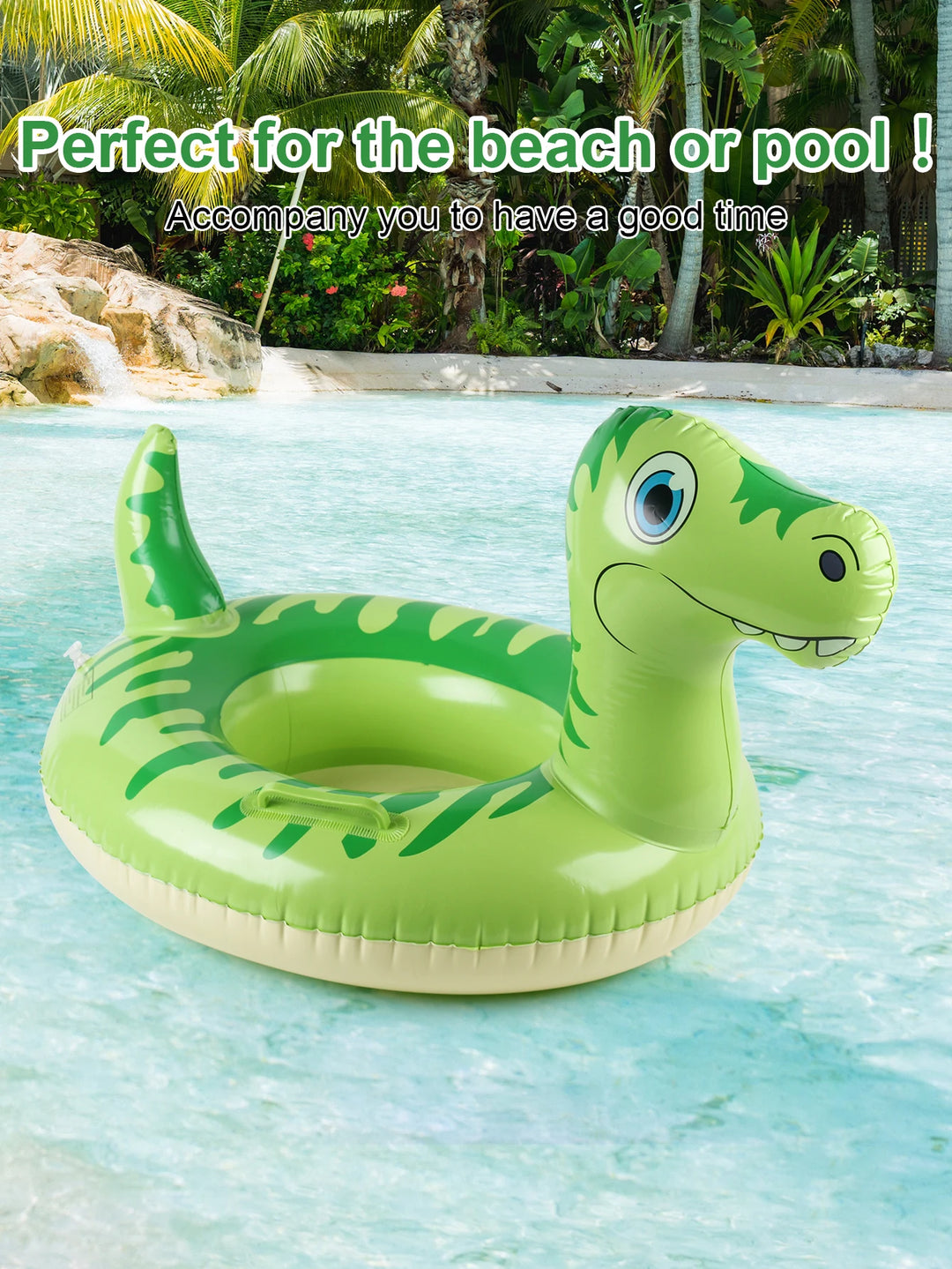 1PC Inflatable Dinosaur Swim Float, Water Party Supplies, Summer Swim Waist Float, Cartoon Realistic Dinosaur Swim Ring
