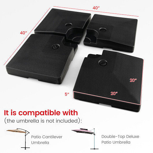 4-Piece 20L Cantilever Offset Patio Umbrella Base-3