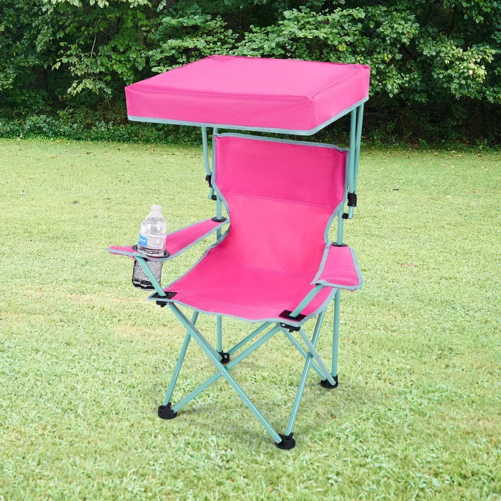 Kids Canopy Camp Chair with Safety Lock | Portable Outdoor Chair with Sunshade