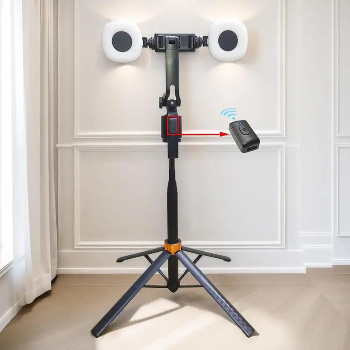 360° Rotatable Selfie Stick Tripod – Smart Face Tracking with Dual Fill Lights &amp; Bluetooth Remote