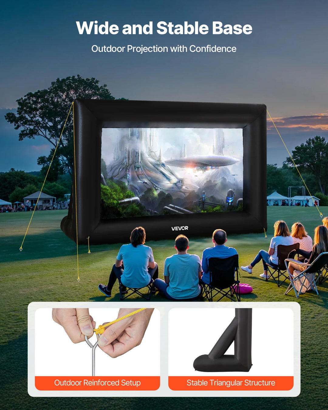 SucceBuy Inflatable Outdoor Projector Screen — 14, 16, or 20 ft with Air Blower for Backyard, Pool &amp; Events
