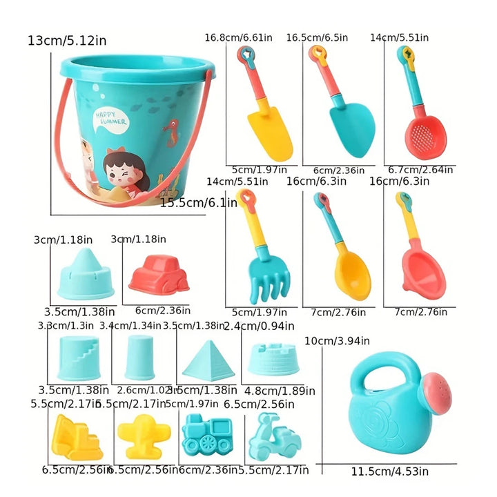 18-Piece Beach Sand Toy Set | Kids Outdoor Sand Play Tools