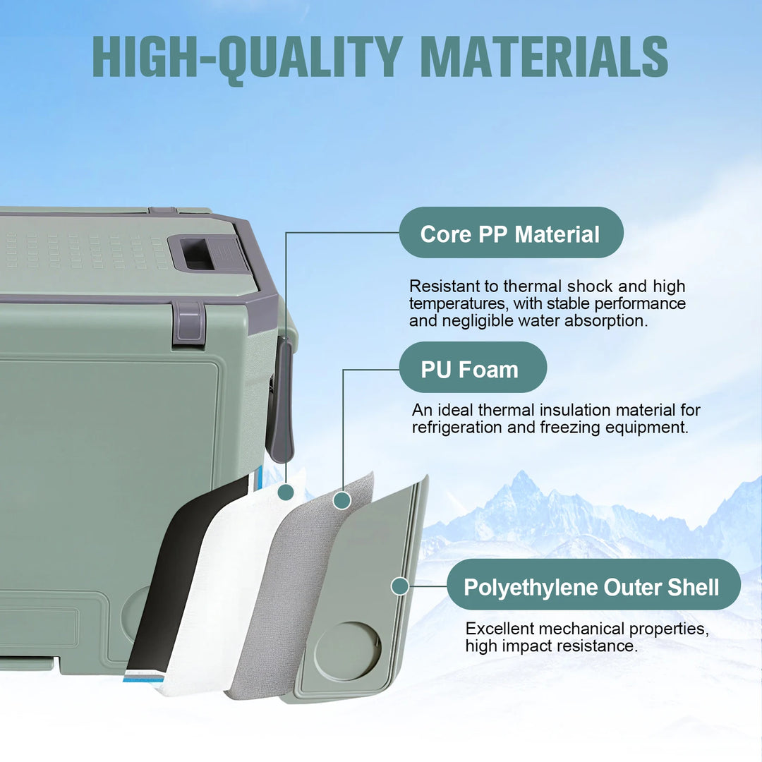 Rolling Insulated Hard Cooler with Wheels Holds Ice Up To 24h Roto-Molded Ice Cooler Leak-Proof for Tailgating Parties Picnics