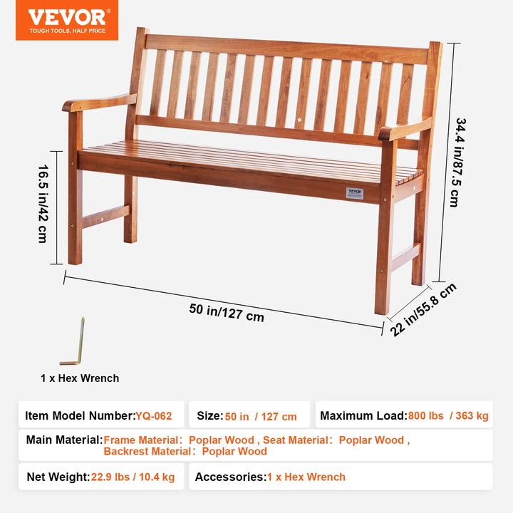 SucceBuy Outdoor Garden Bench — Metal &amp; Wood Park Bench with 480 lb Capacity | Multiple Sizes