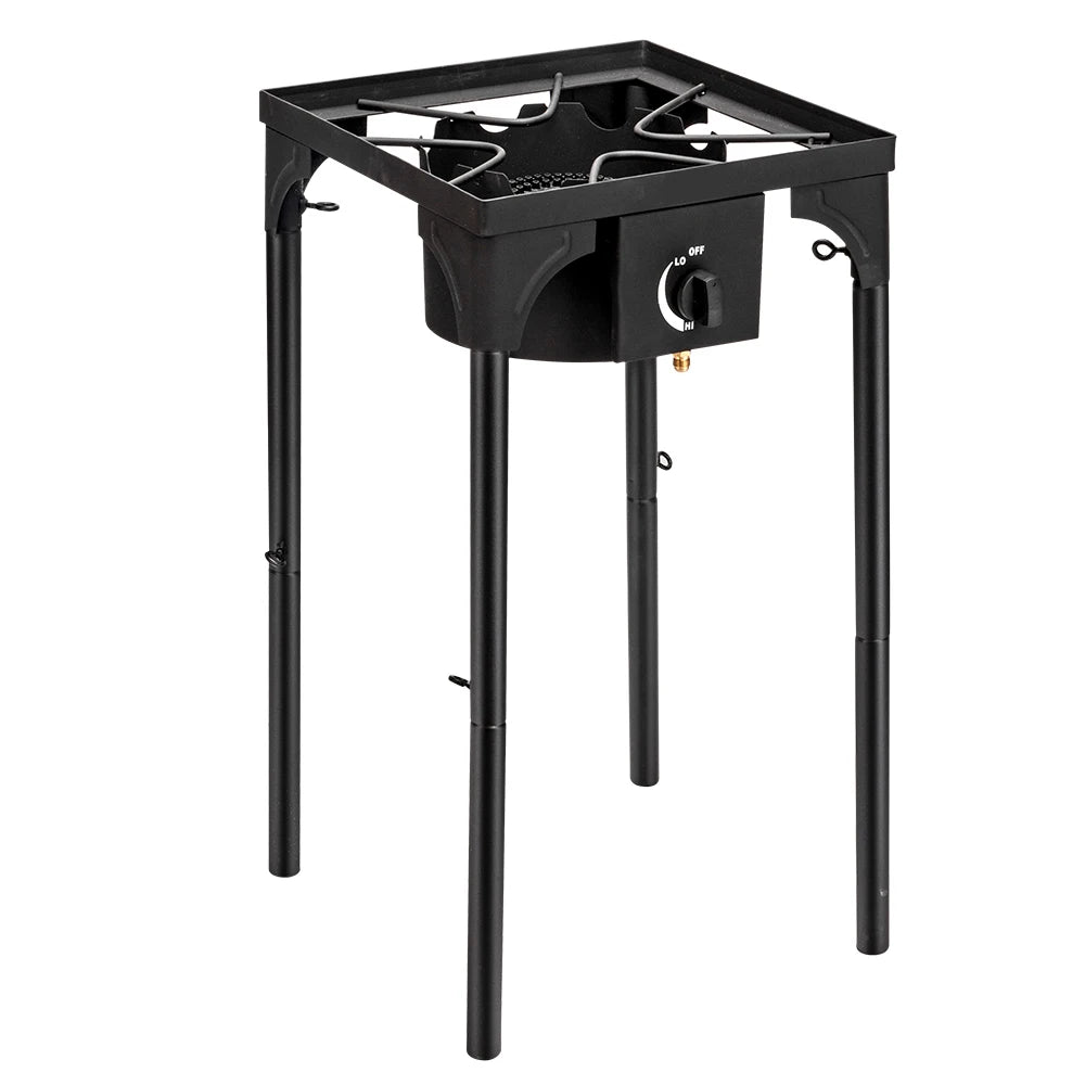 Outdoor Camp Stove High Pressure Propane Gas Cooker Portable Cast Iron Patio Cooking Burner (Single Burner 75000-BTU)