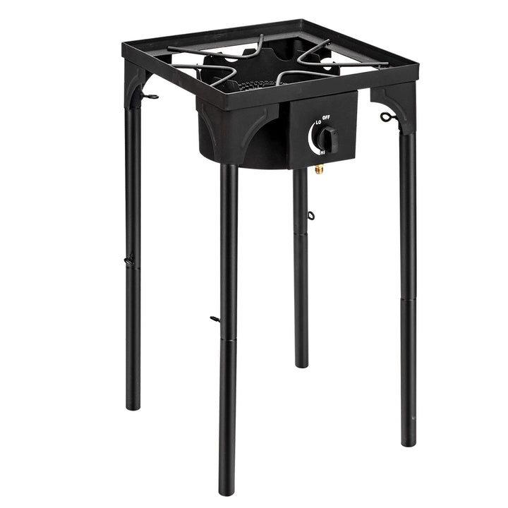 Outdoor Camp Stove High Pressure Propane Gas Cooker Portable Cast Iron Patio Cooking Burner (Single Burner 75000-BTU)
