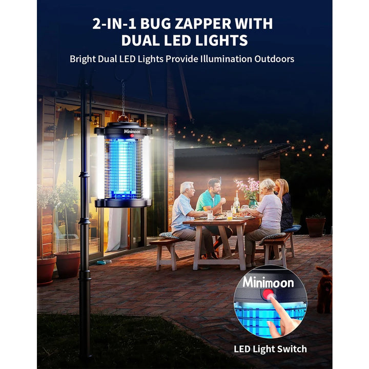 Minimoon Bug Zapper — 15W UV Mosquito Zapper with Dual LED Light | 4,200V Grid | IPX4 Waterproof