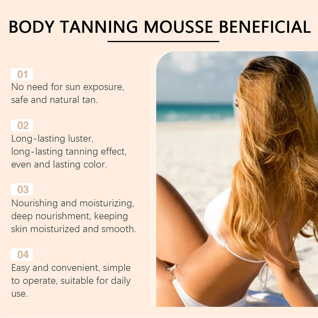 Body Self Tanning Mousse Fake Tan Bronze Skin Quick Natural Tanning Mousse Body Bronzer Sunless Self Tanner Face Body Outdoor