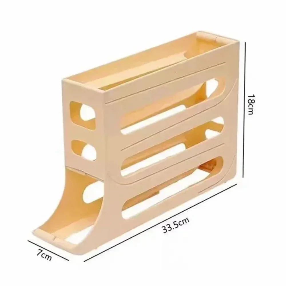 4 Layer Automatic Rolling Egg Dispenser Refrigerator Storage Box Fridge Organizer Rack for Kitchen
