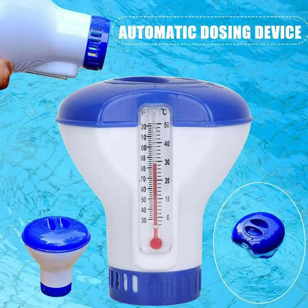 Pool Floating Disinfectant Dispenser With Thermometer Chlorine Floater Water Thermometer For Indoor And Outdoor Swimming Pool