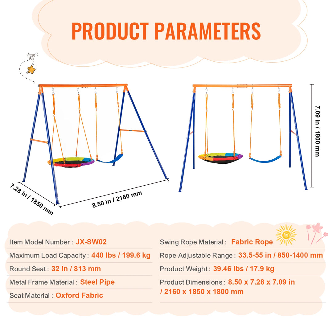 SucceBuy A-Frame Backyard Swing Set — 600 lb Capacity | 1, 2, 3 &amp; 4 Person Options