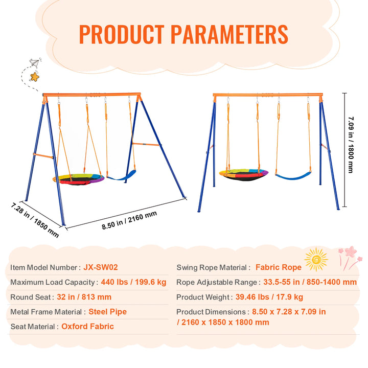 SucceBuy A-Frame Backyard Swing Set — 600 lb Capacity | 1, 2, 3 &amp; 4 Person Options