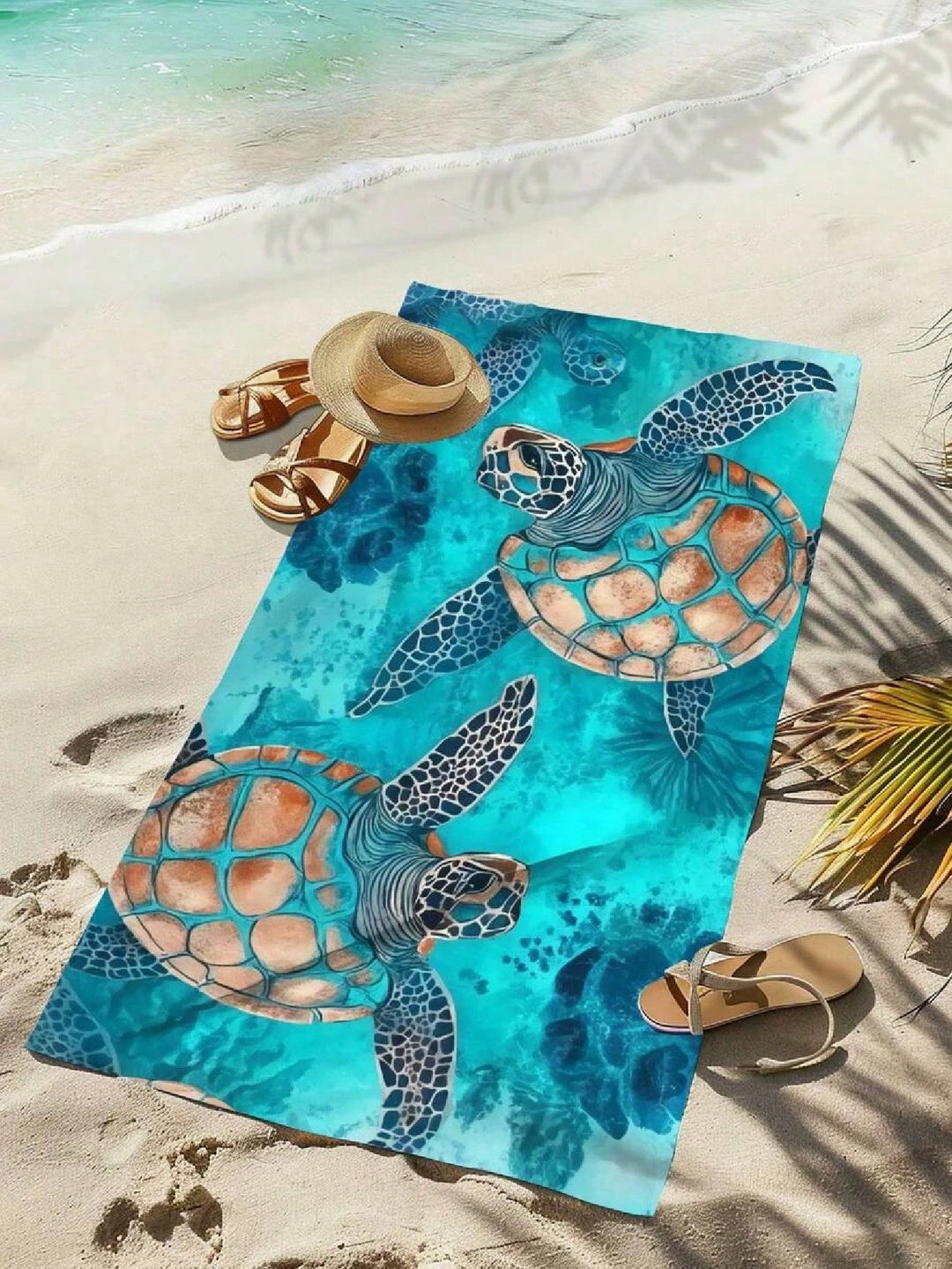 Sea Turtle Watercolor Beach Towel – Quick-Dry Microfiber | Beach, Pool &amp; Travel