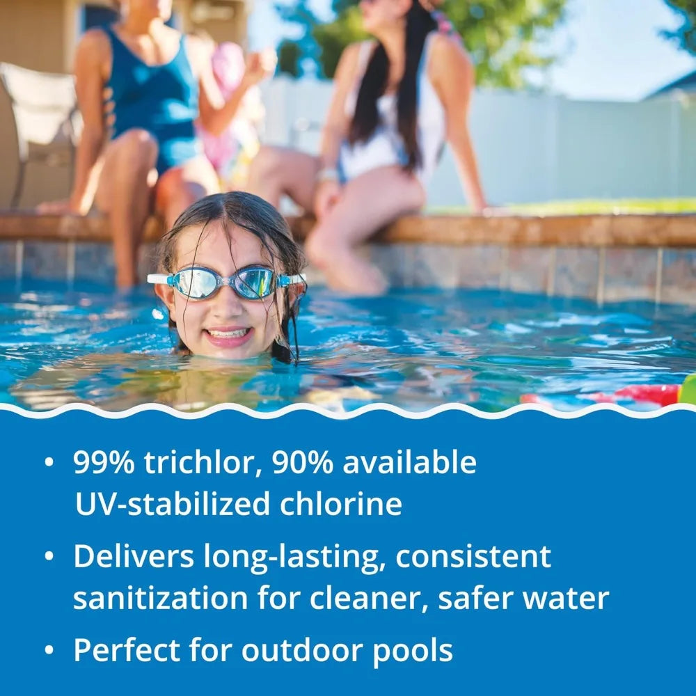 Stabilized Chlorine Tablets for Swimming Pool Sanitation Slow Dissolving Tri Chlor 5lbs 90 Percent Available Chlorine