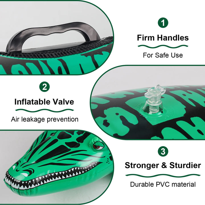 1PC Adventure-Ready Crocodile Inflatable Ride-on with Handles, Summer Thickened Pool Float for Kids &amp; Adults,