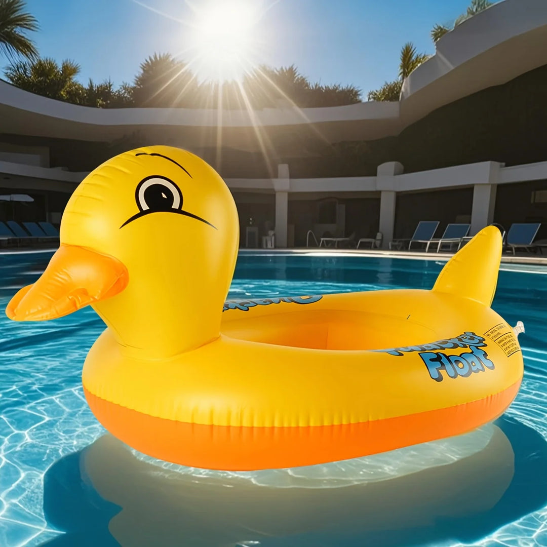 1PC Duck-Shaped Pool Float w/ Safety Seat - Quick-Fold Design for Beach &amp; Lake, Ultimate Child-Safe Floater