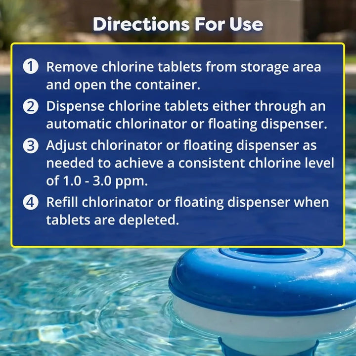 Stabilized Chlorine Tablets for Swimming Pool Sanitation Slow Dissolving Tri Chlor 5lbs 90 Percent Available Chlorine