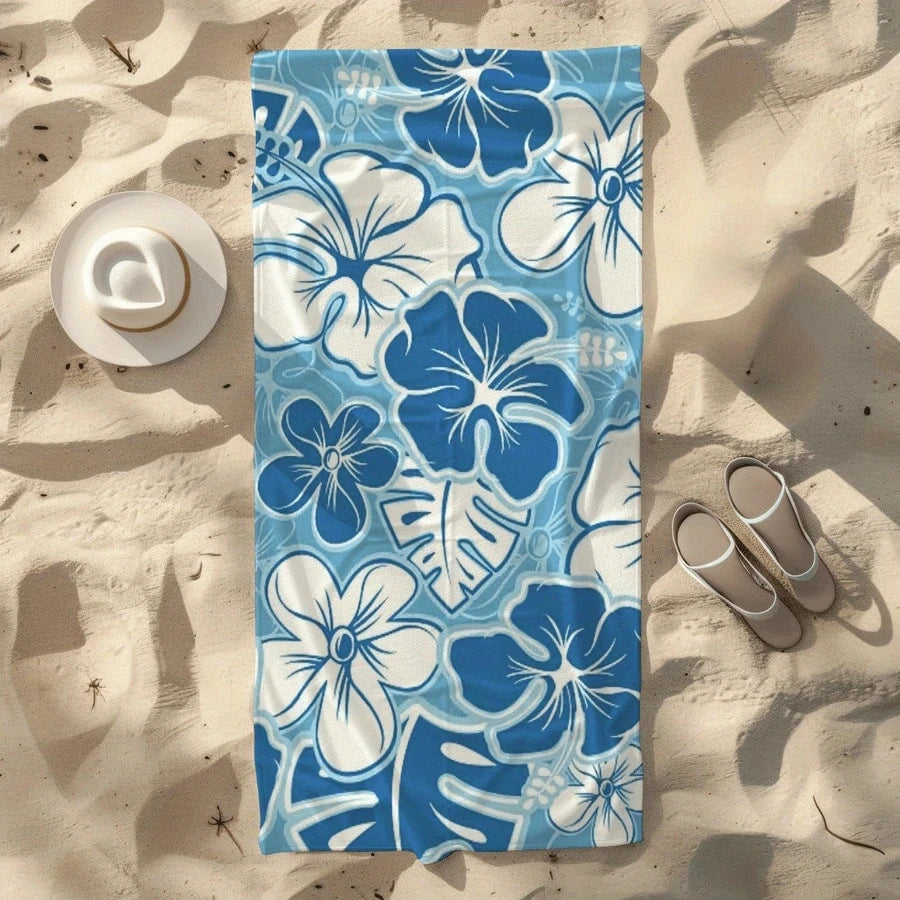 Blue Hibiscus Tropical Beach Towel – Multiple Sizes