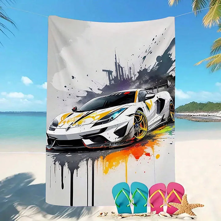 Sports Car Beach Towel — Quick-Dry Polyester | Multiple Sizes