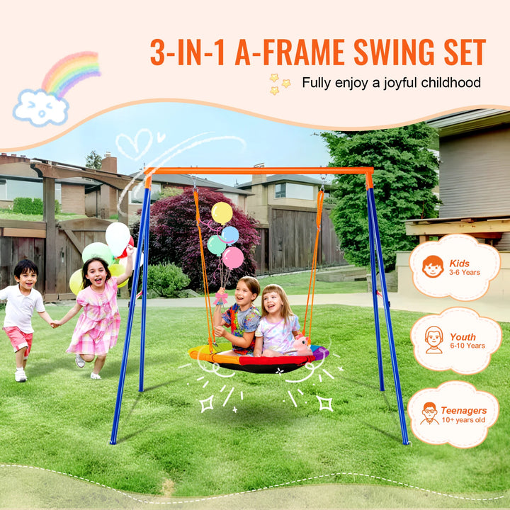 SucceBuy A-Frame Backyard Swing Set — 600 lb Capacity | 1, 2, 3 &amp; 4 Person Options