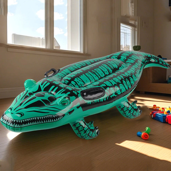 1PC Adventure-Ready Crocodile Inflatable Ride-on with Handles, Summer Thickened Pool Float for Kids &amp; Adults,