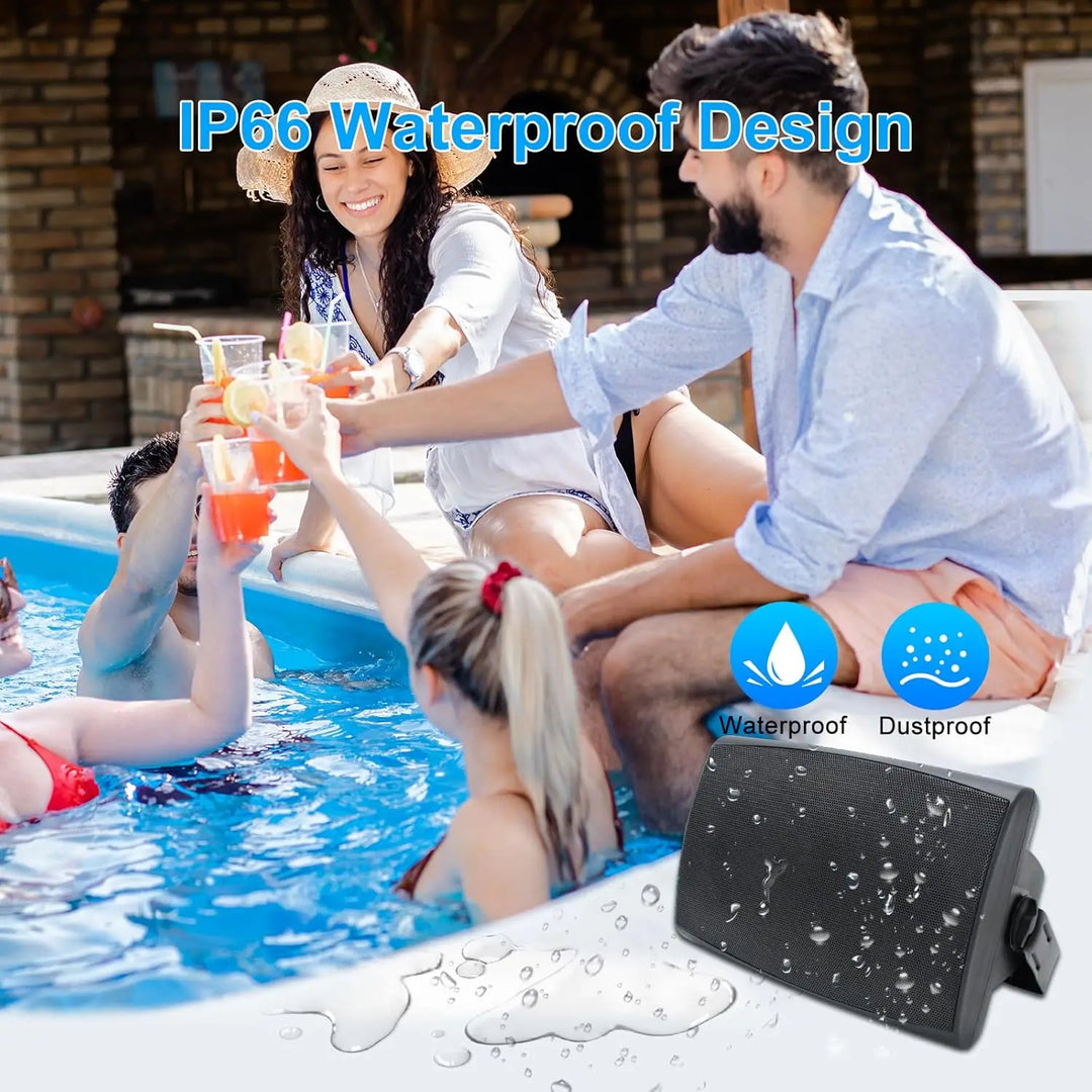 Herdio 6.5" 400W Passive Outdoor Speakers – 2-Pack Wired Waterproof Wall Mount Speakers for Patio, Pool &amp; Garden