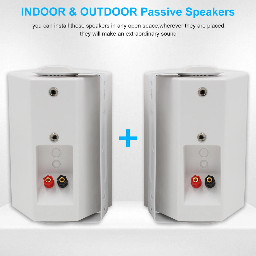 Herdio 5.25" Outdoor Wall-Mount Speakers — 300W Waterproof Stereo Pair for Patio, Deck &amp; Garage