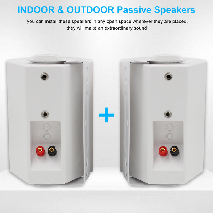 Herdio 5.25" Outdoor Wall-Mount Speakers — 300W Waterproof Stereo Pair for Patio, Deck &amp; Garage